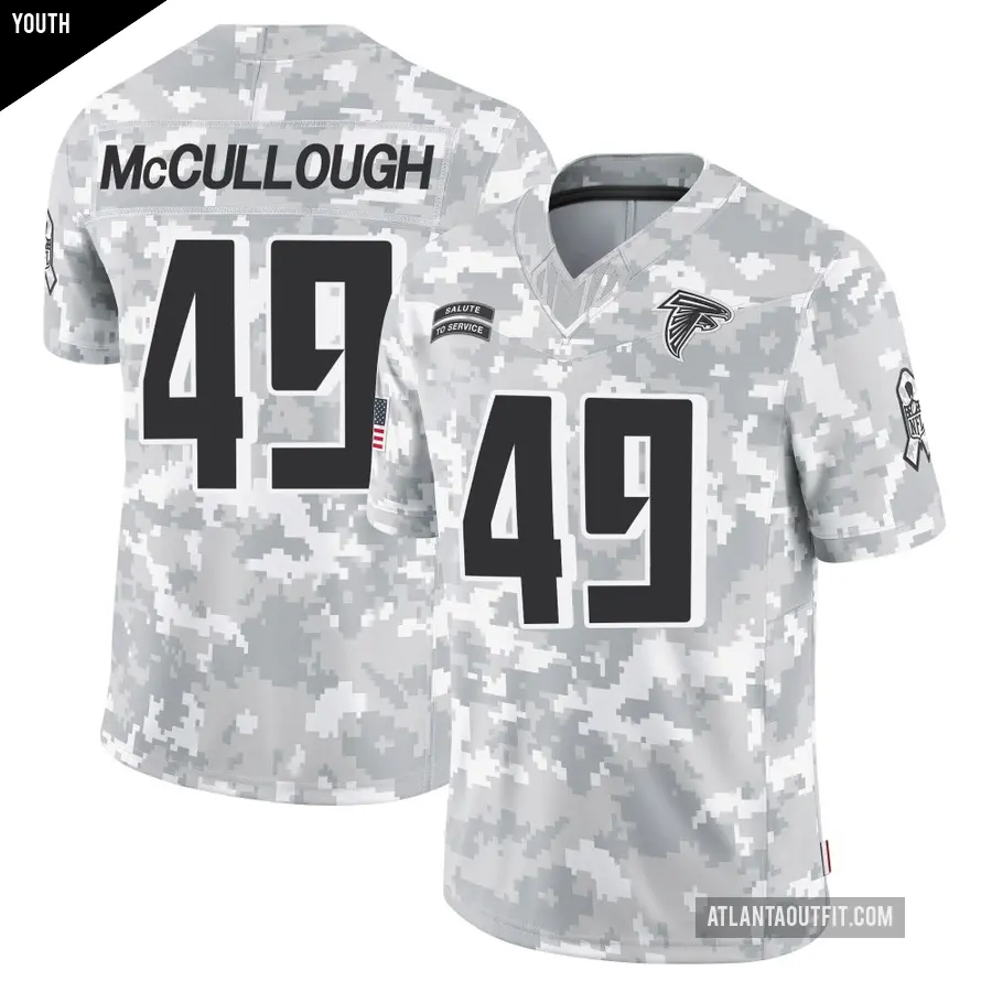 Youth Atlanta Falcons ＃49 Liam McCullough Arctic Camo Limited 2024 Salute to Service Jersey