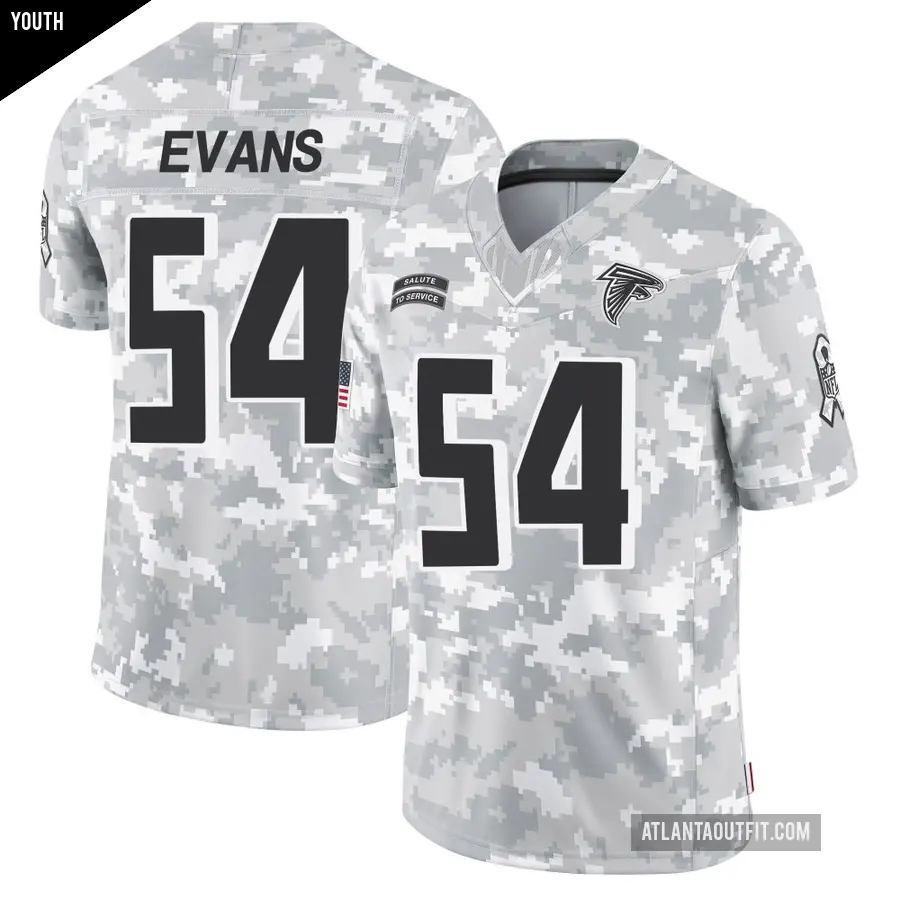 Youth Atlanta Falcons ＃54 Rashaan Evans Arctic Camo Limited 2024 Salute to Service Jersey