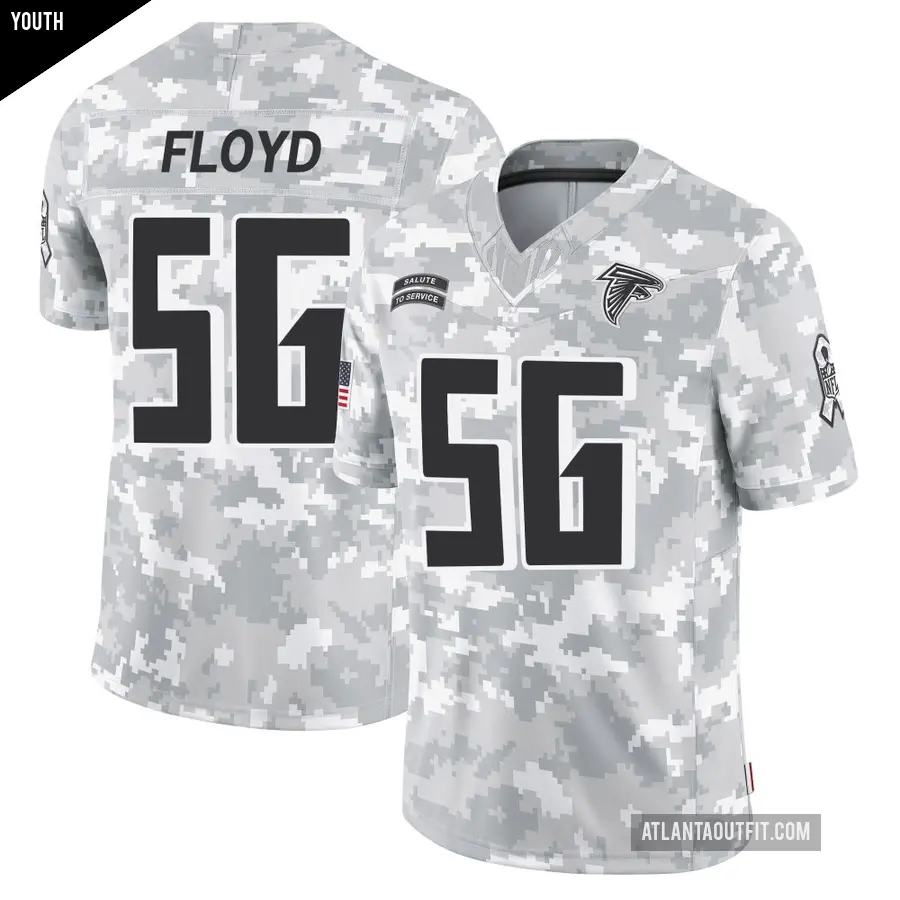 Youth Atlanta Falcons ＃56 Leonard Floyd Arctic Camo Limited 2024 Salute to Service Jersey