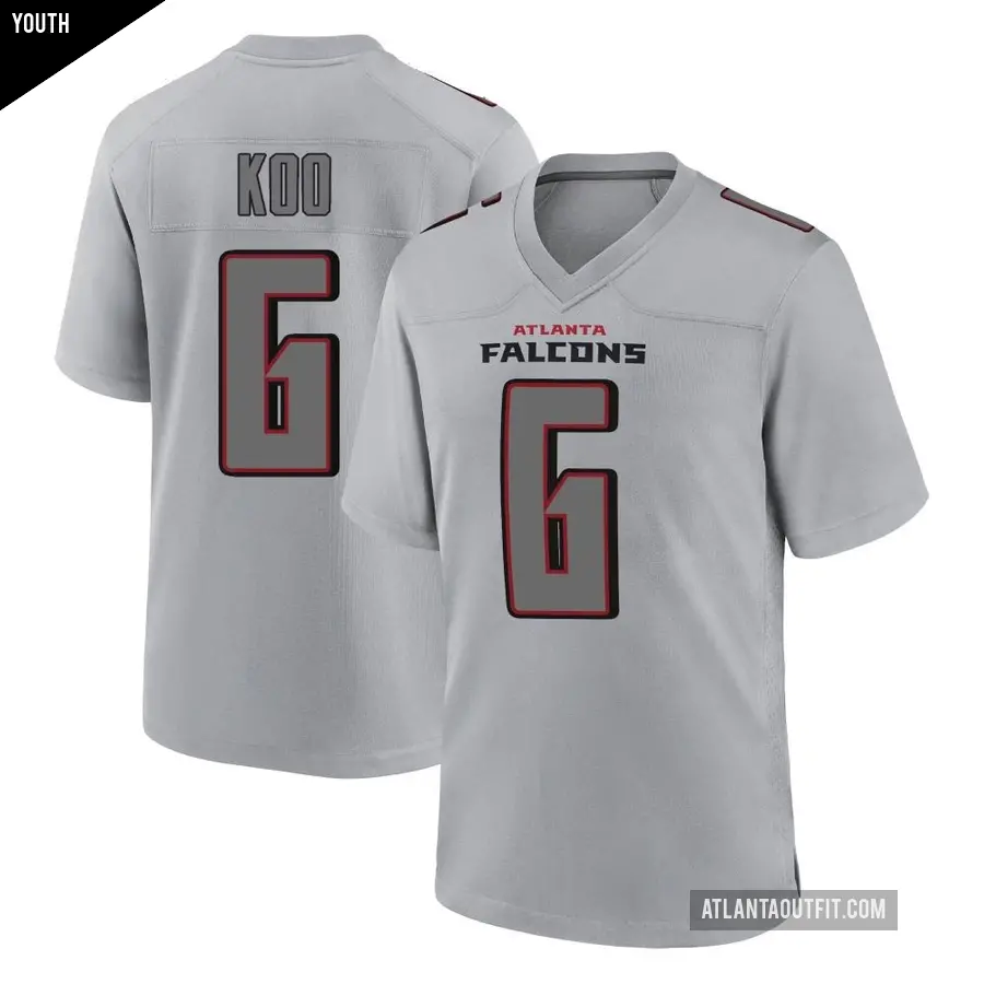 Youth Atlanta Falcons ＃6 Younghoe Koo Gray Game Atmosphere Fashion Jersey