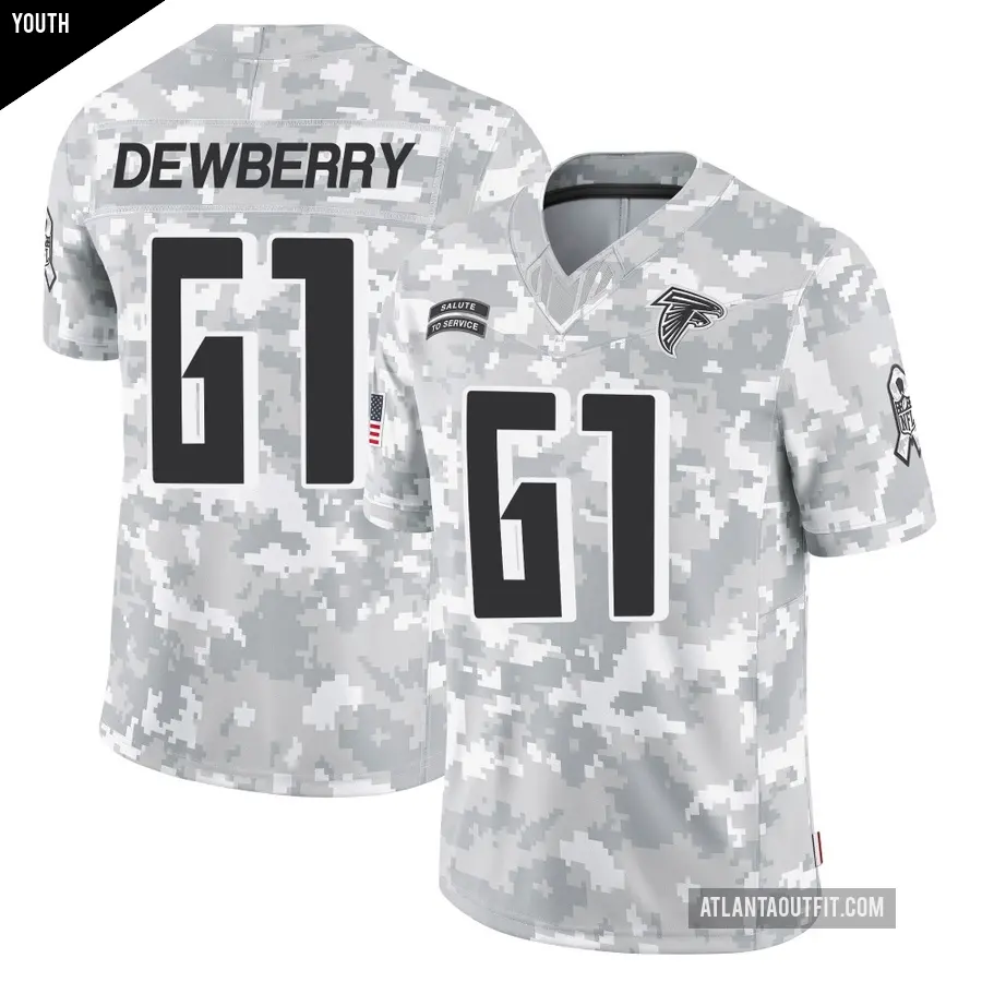 Youth Atlanta Falcons ＃61 Kam Dewberry Arctic Camo Limited 2024 Salute to Service Jersey