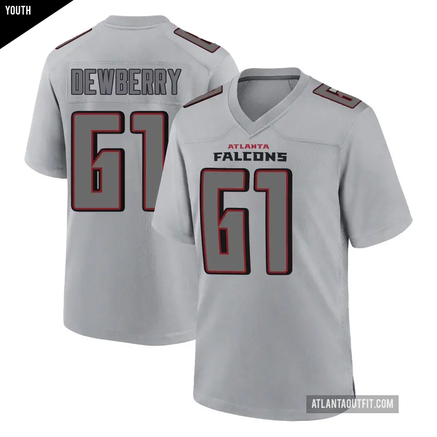Youth Atlanta Falcons ＃61 Kam Dewberry Gray Game Atmosphere Fashion Jersey