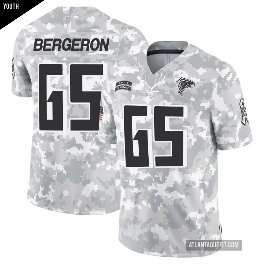 Youth Atlanta Falcons ＃65 Matthew Bergeron Arctic Camo Limited 2024 Salute to Service Jersey