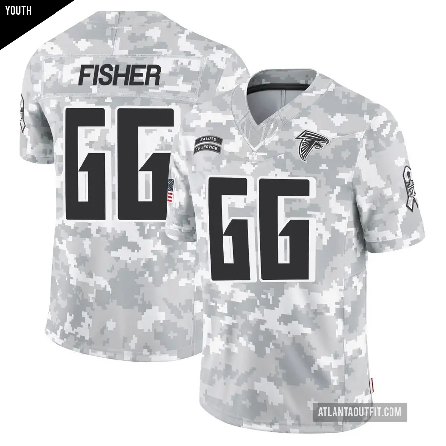 Youth Atlanta Falcons ＃66 Joey Fisher Arctic Camo Limited 2024 Salute to Service Jersey