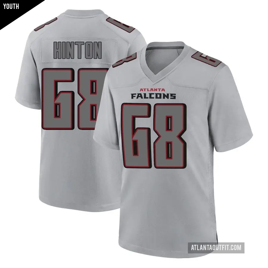 Youth Atlanta Falcons ＃68 Kyle Hinton Gray Game Atmosphere Fashion Jersey