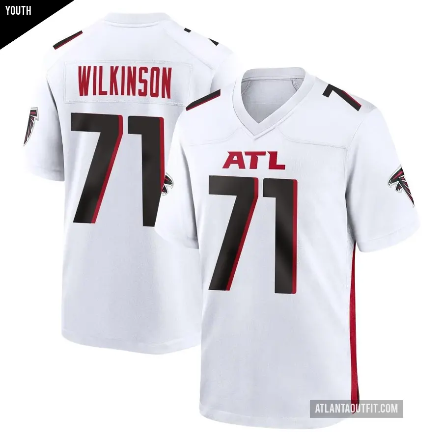 Youth Atlanta Falcons ＃71 Elijah Wilkinson White Game Jersey