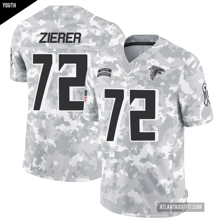 Youth Atlanta Falcons ＃72 Kilian Zierer Arctic Camo Limited 2024 Salute to Service Jersey