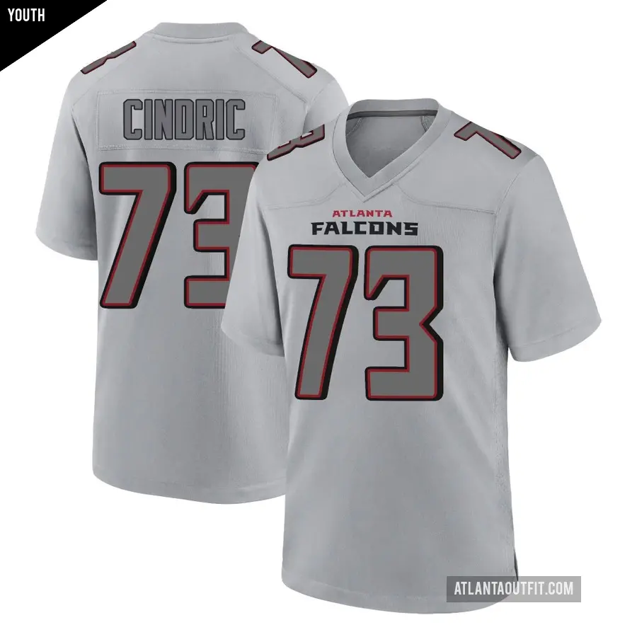 Youth Atlanta Falcons ＃73 Matthew Cindric Gray Game Atmosphere Fashion Jersey
