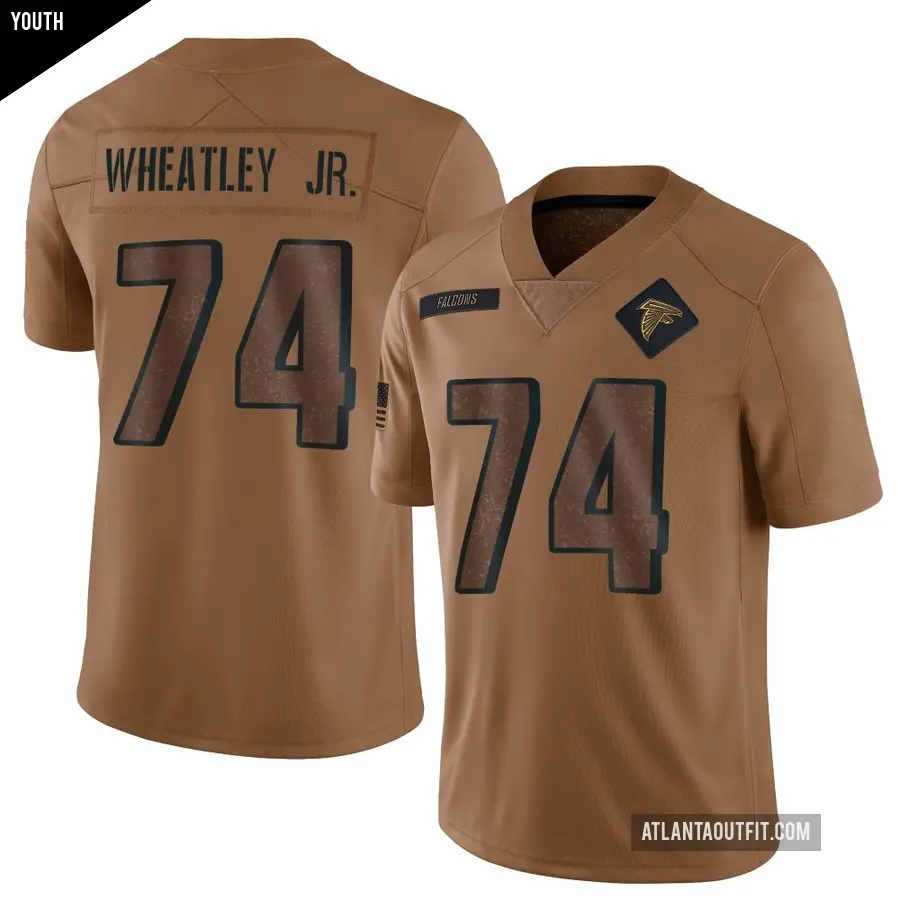 Youth Atlanta Falcons ＃74 Tyrone Wheatley Jr. Brown Limited 2023 Salute To Service Jersey