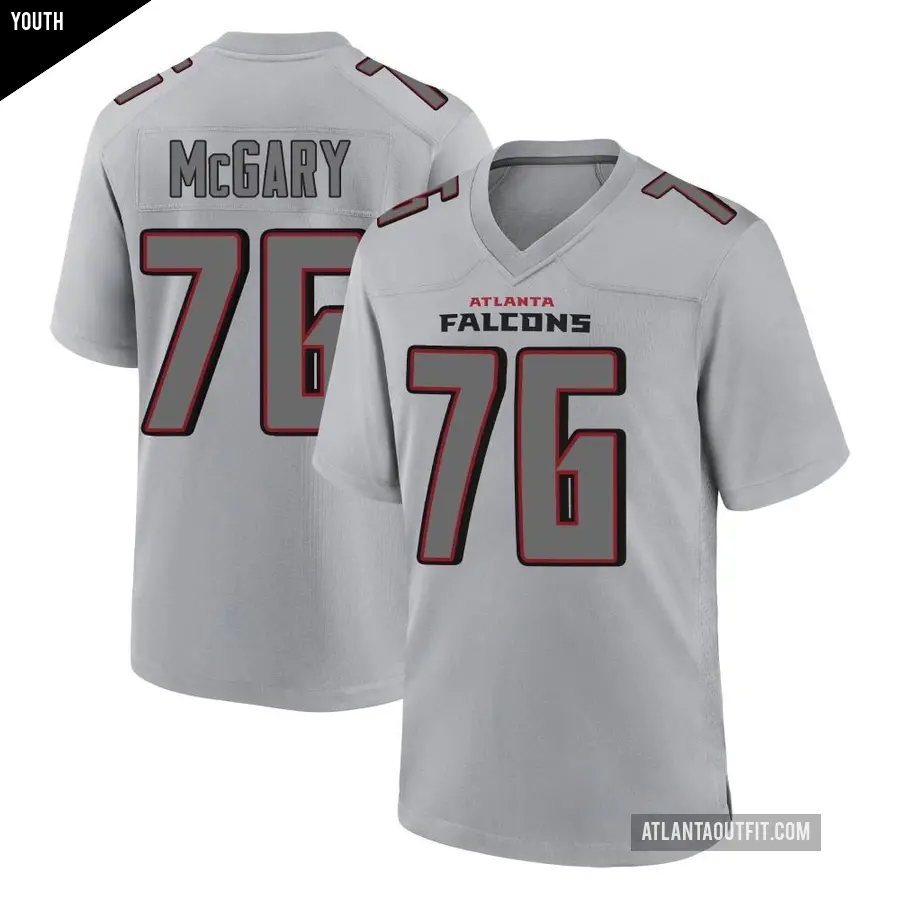 Youth Atlanta Falcons ＃76 Kaleb McGary Gray Game Atmosphere Fashion Jersey