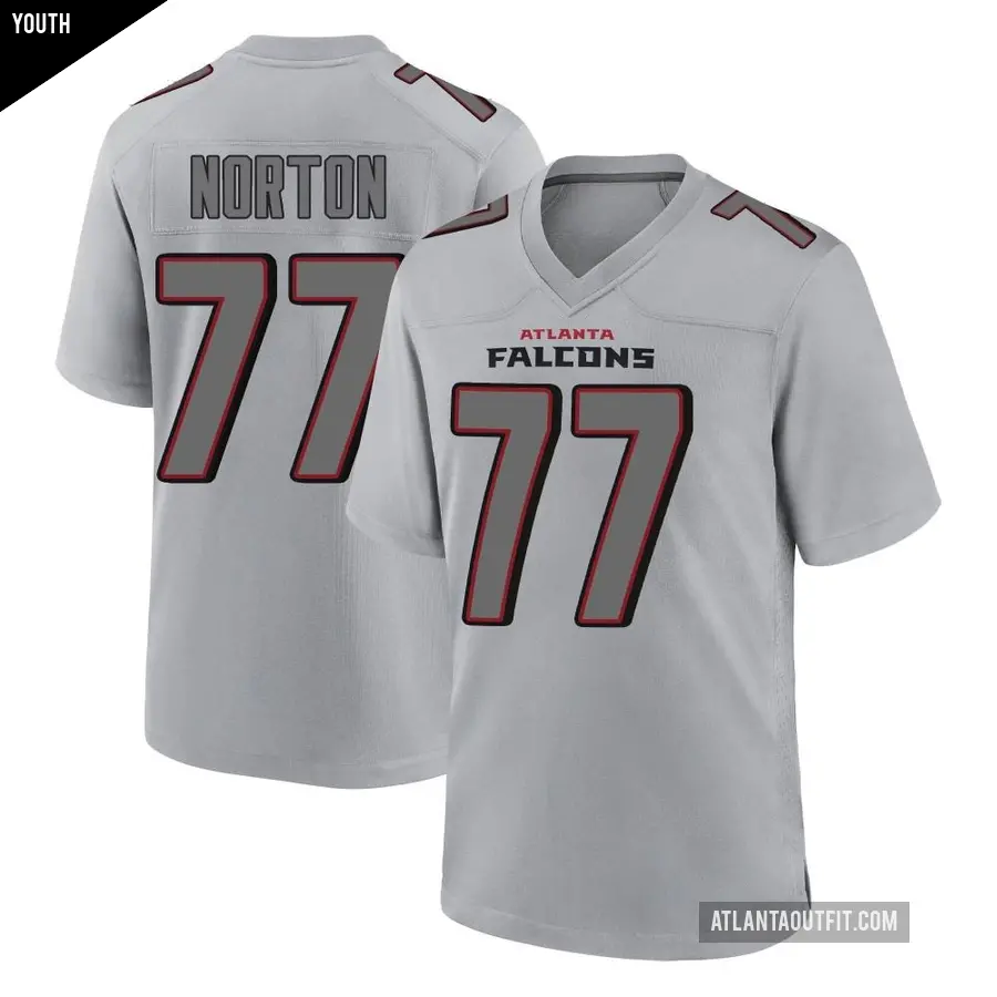 Youth Atlanta Falcons ＃77 Storm Norton Gray Game Atmosphere Fashion Jersey