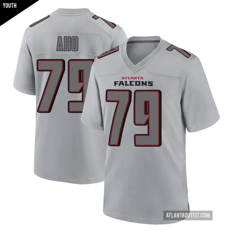 Youth Atlanta Falcons ＃79 Junior Aho Gray Game Atmosphere Fashion Jersey