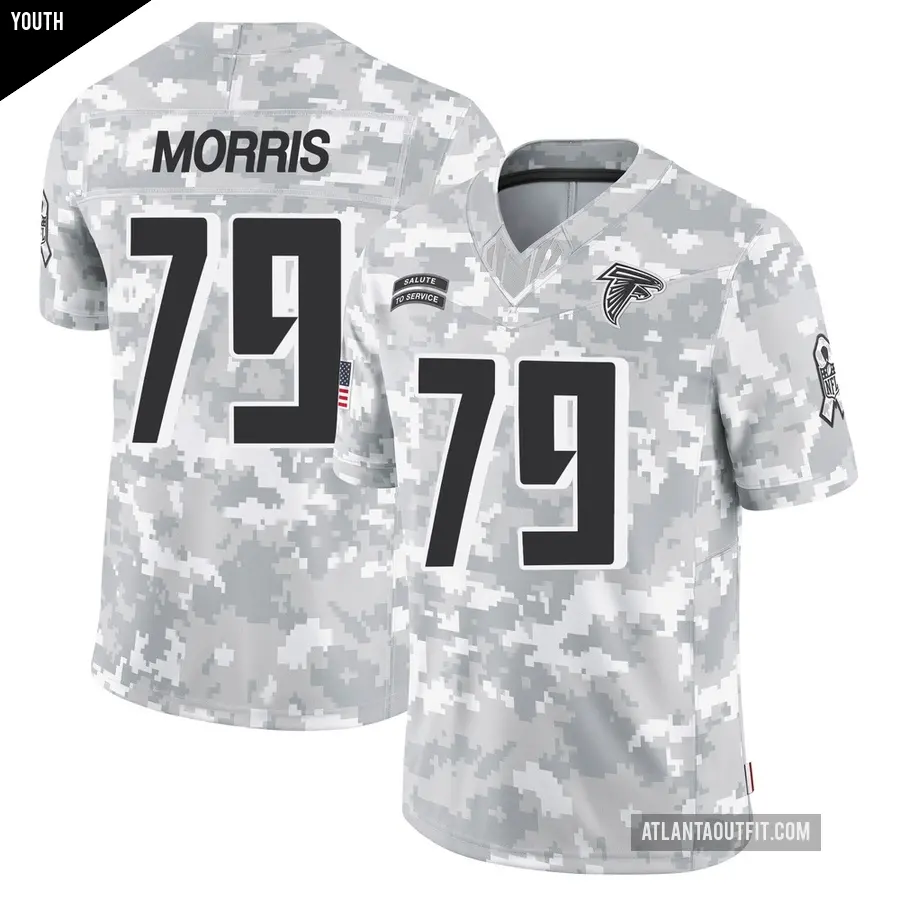Youth Atlanta Falcons ＃79 Wanya Morris Arctic Camo Limited 2024 Salute to Service Jersey