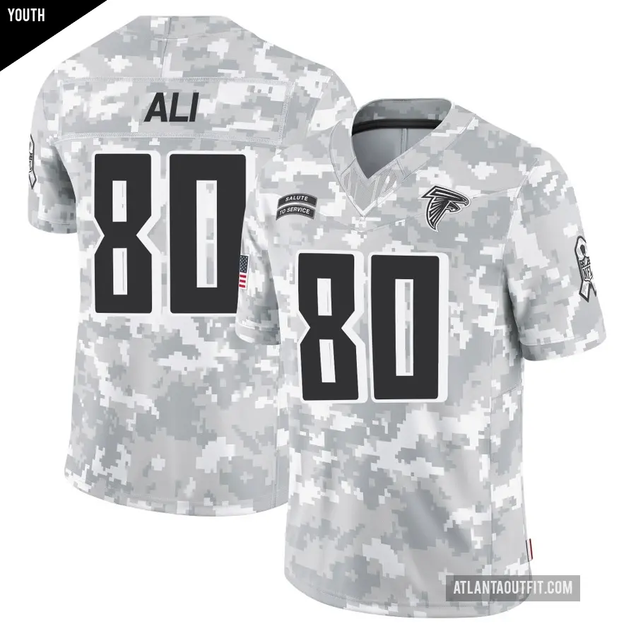 Youth Atlanta Falcons ＃80 Josh Ali Arctic Camo Limited 2024 Salute to Service Jersey