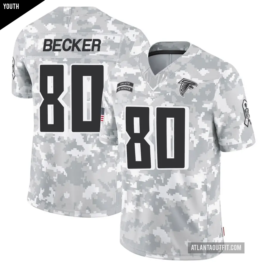 Youth Atlanta Falcons ＃80 Ryan Becker Arctic Camo Limited 2024 Salute to Service Jersey
