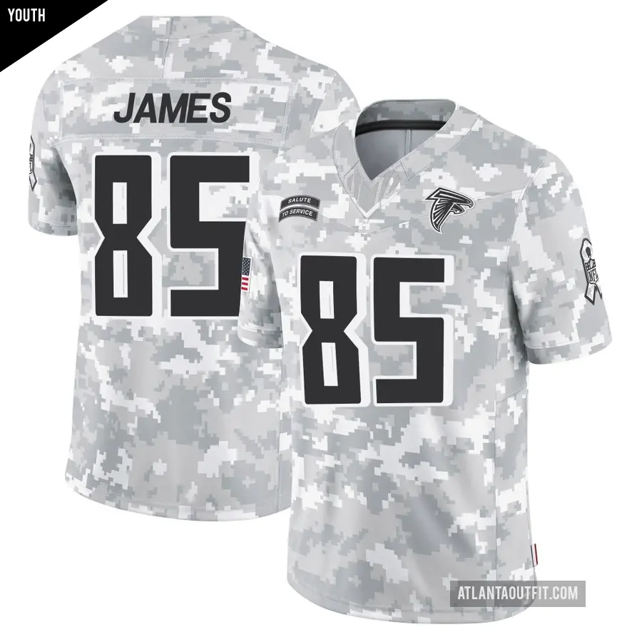 Youth Atlanta Falcons ＃85 Tyshaun James Arctic Camo Limited 2024 Salute to Service Jersey