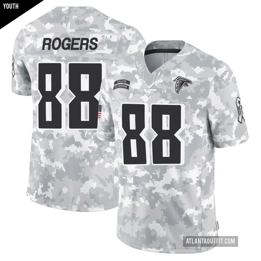 Youth Atlanta Falcons ＃88 Armani Rogers Arctic Camo Limited 2024 Salute to Service Jersey