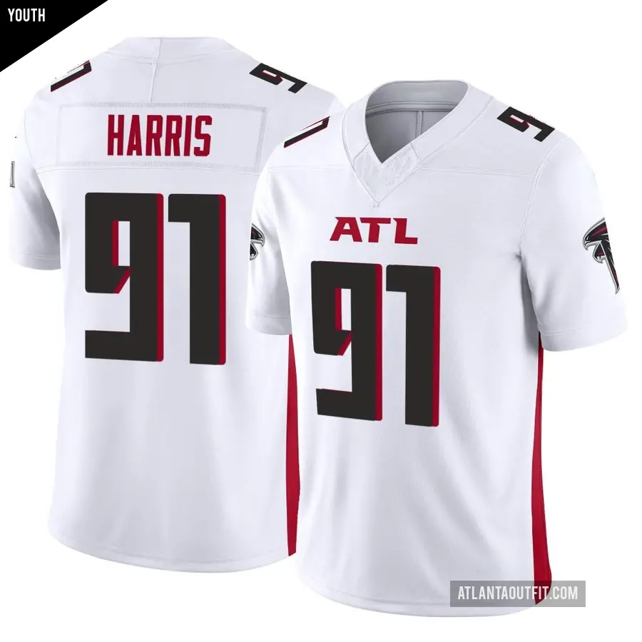Youth Atlanta Falcons ＃91 Demone Harris White Limited Vapor F.U.S.E. Jersey