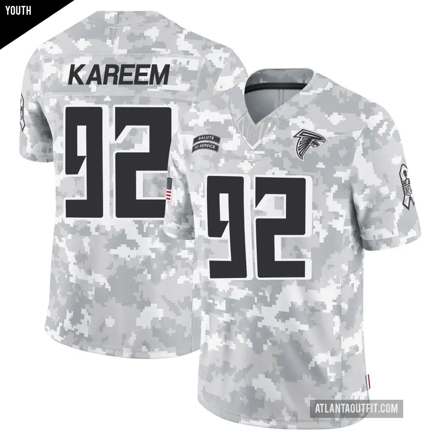 Youth Atlanta Falcons ＃92 Khalid Kareem Arctic Camo Limited 2024 Salute to Service Jersey