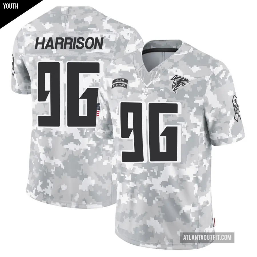 Youth Atlanta Falcons ＃96 Zach Harrison Arctic Camo Limited 2024 Salute to Service Jersey