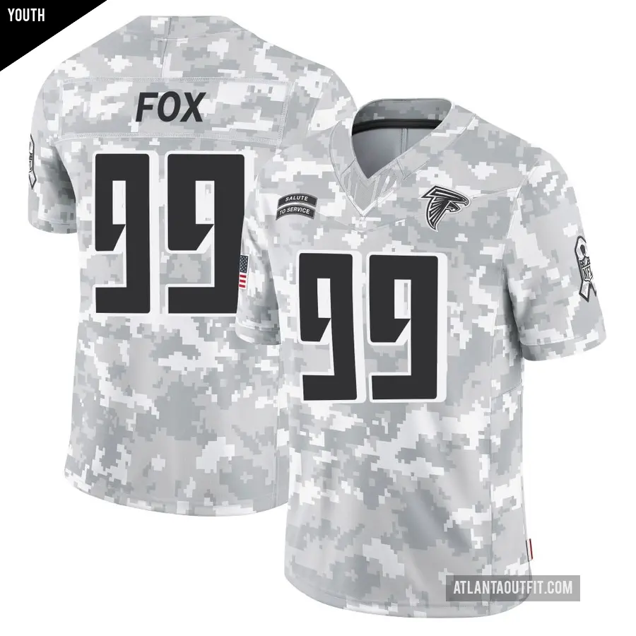 Youth Atlanta Falcons ＃99 Morgan Fox Arctic Camo Limited 2024 Salute to Service Jersey